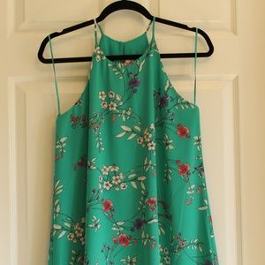 NWT Halter A line green floral print dress